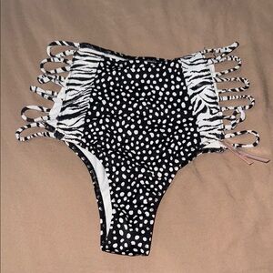 Black and White Strappy Bikini Bottom